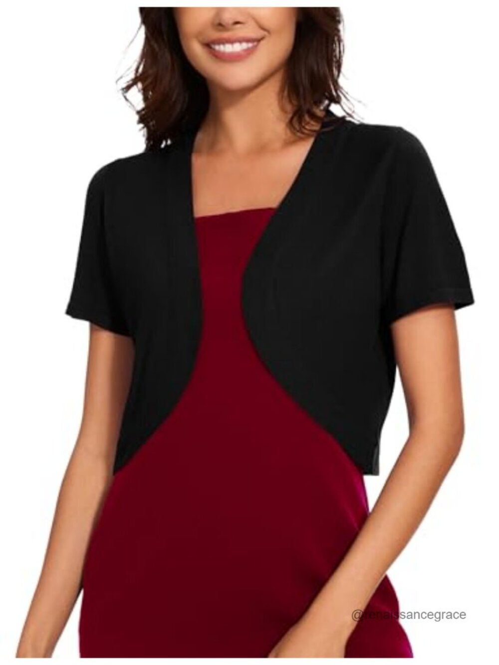 Women's Bolero Shrug Cardigan Open Front Knit Sweater Short Sleeve